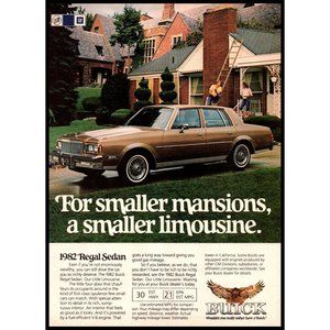 1982 Buick Regal Sedan Vintage Print Ad Suburbs Suburbia Topiary Wall Art Photo